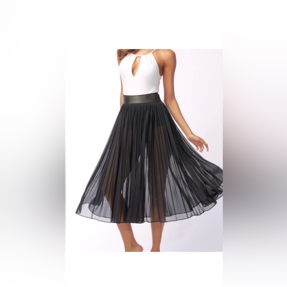 Carmen Marc Valvo Sheer Long Skirt Lg